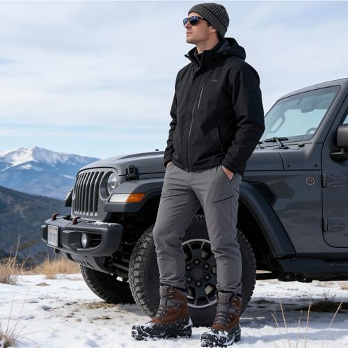 FREE SOLDIER Men's Waterproof Fleece Winter Snow Boots