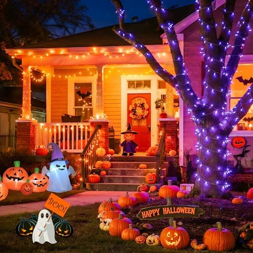 JMEXSUSS 168ft 600 LED Halloween Decor Lights Outdoor Clear Wire