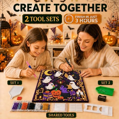 Diamond and Pearl Art Kits for Adults, Halloween Decorations, Framed Decor