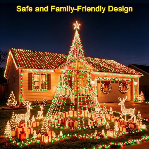 KNONEW 403ft 1000 LED String Lights Outdoor Christmas Lights 8 Modes & Timer Fairy Light Plug in Waterproof LED String Lights for Xmas Yard Tree Wedding Party Holiday Decorations (Red and Green)