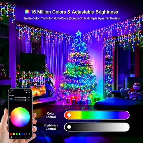 JMEXSUSS 400 LED Smart RGB Icicle Lights for Outside