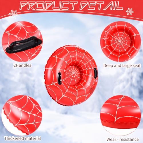 Soulchen 2 Pack Inflatable Snow Tube 36" Snow Sled for Kids Heavy Duty Thickened Bottom Sled for Winter with Sturdy Handles Durable Winter Toys for Outdoor Sledding Tube