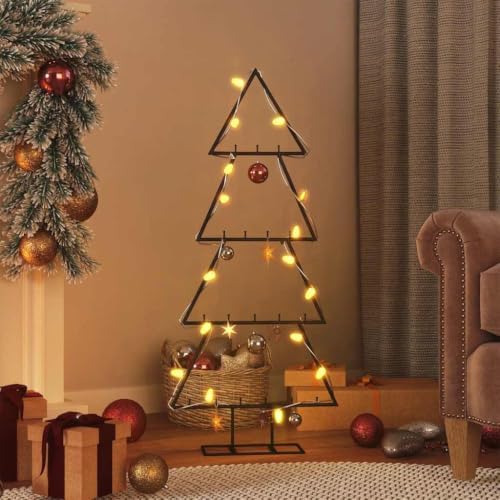 Metal Christmas Tree, 35.4 in Modern DIY Decor, Black Steel