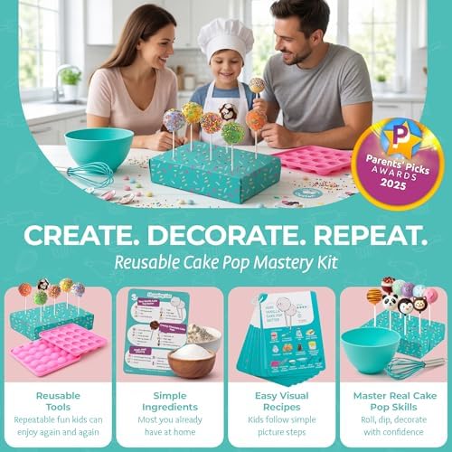Tovla Jr. Kids Cake Pop Maker Kit | Real Reusable Baking Tools | Ages 6-12