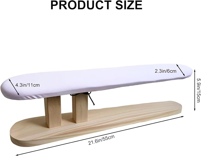 Tabletop Ironing Board Padded Small Ironing Board with Wooden Base, Chest & Sleeve Ironing Boards for Tailor, Household, Laundry Room, Apartment