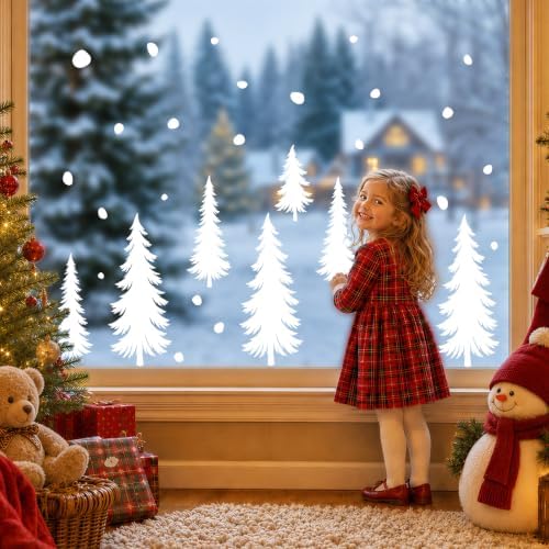 8 Sheets Christmas Window Clings Tree Decor, Christmas Decorations Stickers