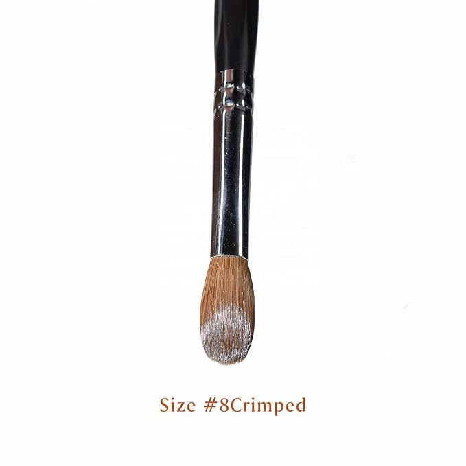 Yasterd Acrylic Nail Brush 100% Kolinsky Acrylic Brushes for Nails Size 8 Oval Crimped Shaped Nail Brushes for Acrylic Application Black Wood Handle Professional Nail Art Powder Brush Manicure Tool