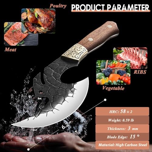 ROCOCO Viking Cleaver Knife Birthday - Full Tang Kitchen Axe Gift Men