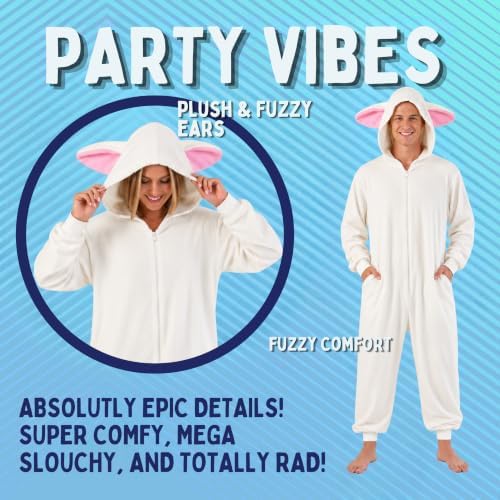 Funziez! Slim Fit Adult Onesie - Animal Costume - Plush Unisex Halloween One Piece Cosplay Suit for Women and Men