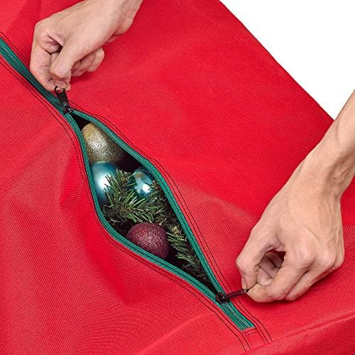 HOLDN’ STORAGE Christmas Tree Bag Heavy Duty 600D Oxford - Christmas Tree Bags Storage Fits Up To 9Ft, Extra Wide, Waterproof Storage Bags with Reinforced Handles & Zipper - Red