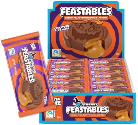 MrBeast Feastables Peanut Butter Halloween Pumpkin Cups, 30ct