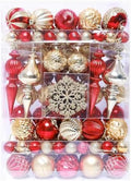 HipTree 116ct 1.18-6.5" Red Gold Christmas Tree Ornaments Decorations Set