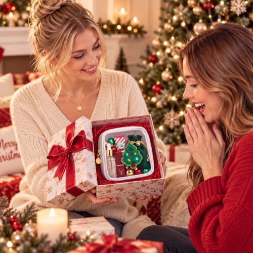 Abbylike 1 Pcs Christmas Preppy Patch Makeup Bags Bulk Polyester Holiday Makeup Bag Skincare Pouch Xmas Zipper Cosmetic Pouch Preppy Thing for Travel Christmas Women Gift (Classic, White)