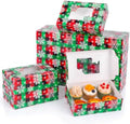 Tenceur 24 Pcs Christmas Cookie Box Window,8.7 x 5.8 x 2.8'',Snowy Plaid
