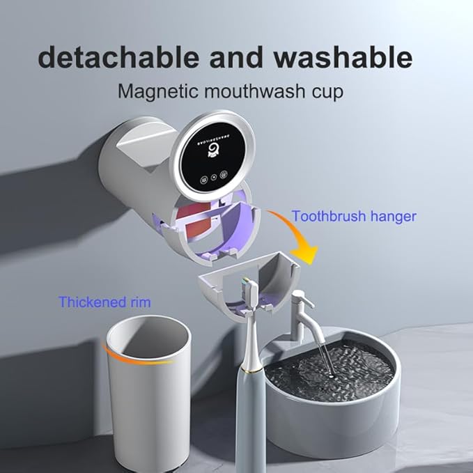 Toothbrush Cleaner & Toothbrush Holder, 3-in-1 UV Toothbrush Sanitizer with Magnetic Cup Holder and Toothpaste StorageDual Mode Drying, 120s Quick Clean (Blue)