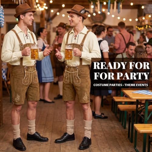 Lederhosen Men Oktoberfest Outfits Men with Shirt Socks Hat