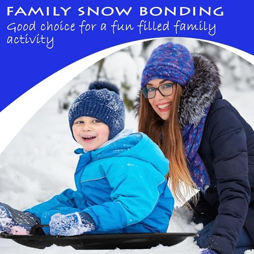 Slippery Racer Heavy-Duty Cold Resistant Downhill Pro Adults and Kids Plastic Outdoor Winter Saucer Disc Snow Sled with Handles (Black, 3)