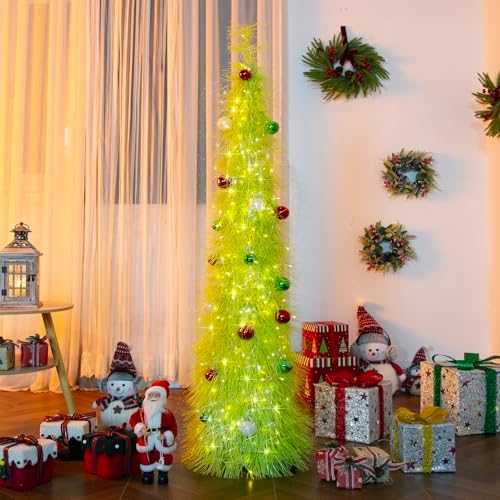 Christmas Tree 5FT Artificial Xmas Decor Pop Up with Decoration Fruit Green