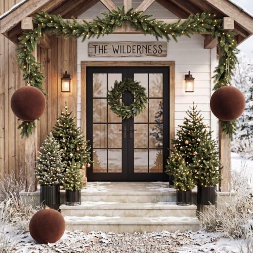 Threan 10 Inch Large Chocolate Brown Velvet Christmas Ball Ornaments