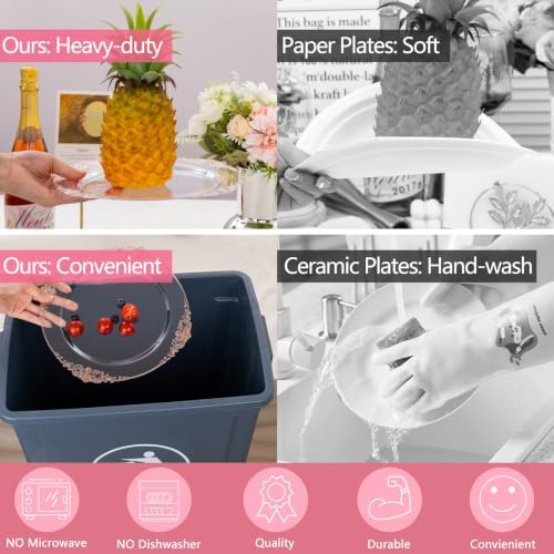 Hioasis 175pcs Clear Rose Gold Plastic Plates 10.25"