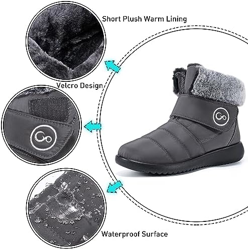 Aomigoct Women Winter Snow Boots: Fur Lined Warm Slip On Boots for Women Waterproof Booties Comfortable Outdoor