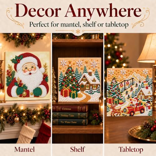 Diamond and Pearl Art Kits for Adults, Christmas Decorations, Framed Decor
