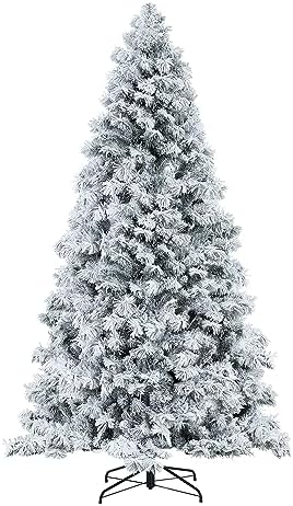 Naomi Home 6.5ft Snow Flocked Christmas Tree with Lights