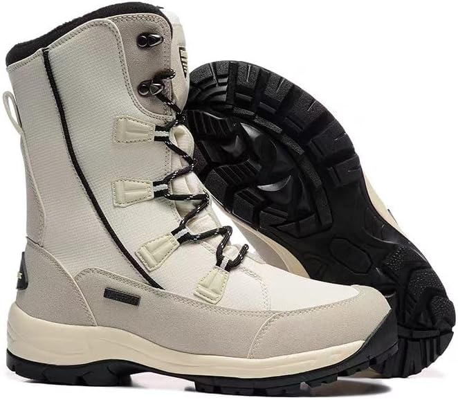 ROCKMARK Mens Winter Mid-Calf Snow Boots Fur Lined Warm Waterproof Slip On Outdoor Athletic Snow Boots