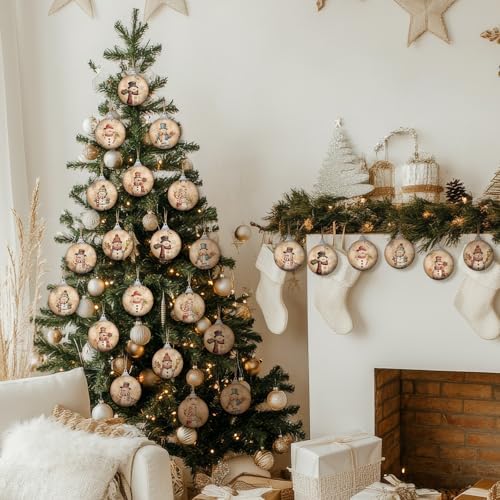Outus 16 Pcs Christmas Tree Ornaments Ball Vintage Snowman Decorations for Tree Vintage Style Hanging Ornaments Farmhouse Home Fireplace Decoration Holiday Party Favors