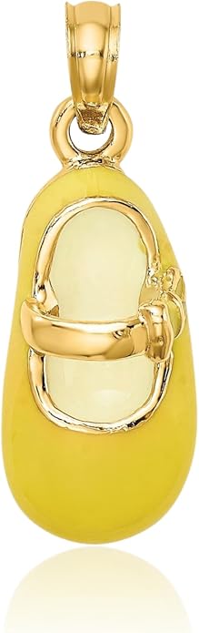 IceCarats 14K White Gold Medium Shoe Pendant Necklace, 21.8mm 7/8 inch | 3d Sculpted, Polished, Solid
