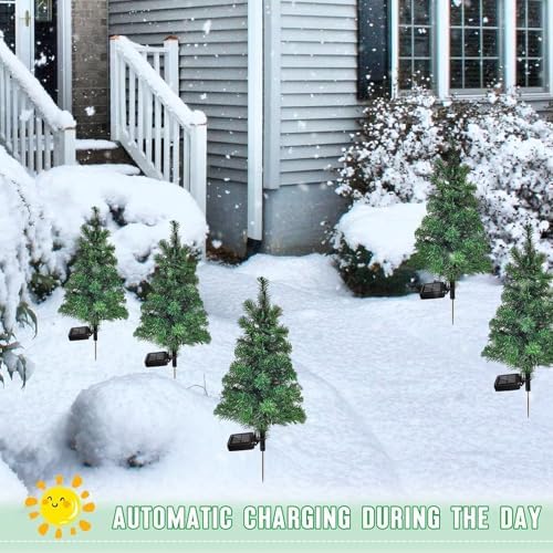 6PCS Solar Christmas Tree Garden Stake Lights Waterproof Christmas Decorations Tree Lights Outdoor Xmas Tree Light Christmas décor Pathway Lights Patio Yard（6PCS）