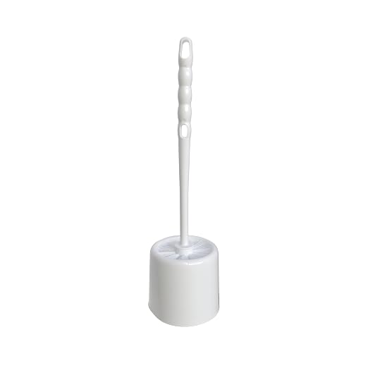 Sparta 16-Inch Durable Toilet Brush with Storage Holder, Bowl Brush with Caddy with Sturdy Polypropylene Bristles for Effective Cleaning, White Plastic Handle for Secure Grip, White (Pack of 24)