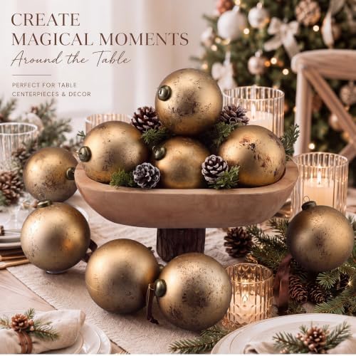 Yunlly 12 Pcs Neutral Christmas Ornament, Bronze Gold, 4''