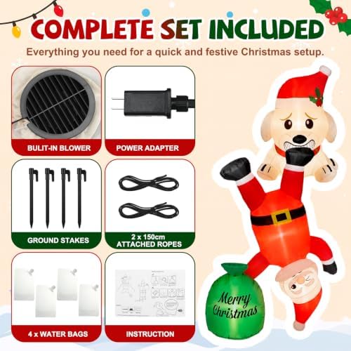 Soulchen 7 ft Dog Christmas Inflatable Roof Hanging Outdoor Decorations