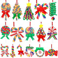 AUGSUN 16Pcs Christmas Lollipop Ornaments, Rainbow Colorful Mini Candy Cane
