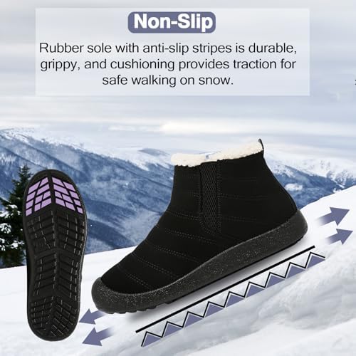 ZEENXIUYA Womens Snow Boots Comfortable Warm Fur Lined Winter Waterproof Flat Lace-Up Ankle Boots Outdoor Winter Booties