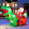 8.2FT Inflatable Santa Riding Dinosaur with LED Lights for Yard