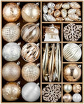JORNOY 106Pcs Christmas Ornaments Set, Shatterproof Assorted Hanging Baubles Decorations Bulk for Christmas Tree Decorations Home Holiday Party Decor, Champagne