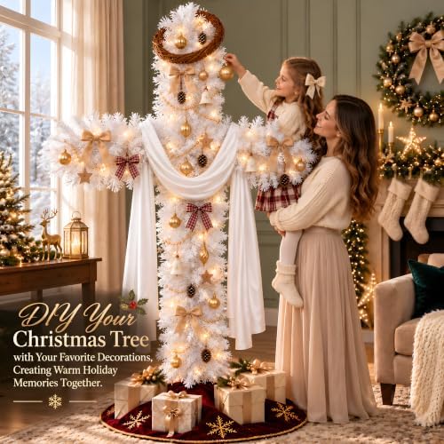 6.2ft Religious Christmas Cross Tree with Light & Scarf