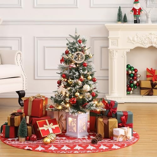 GAOMON 2Set 3FT Prelit Christmas Tree, Artificial Tree with Vintage Base