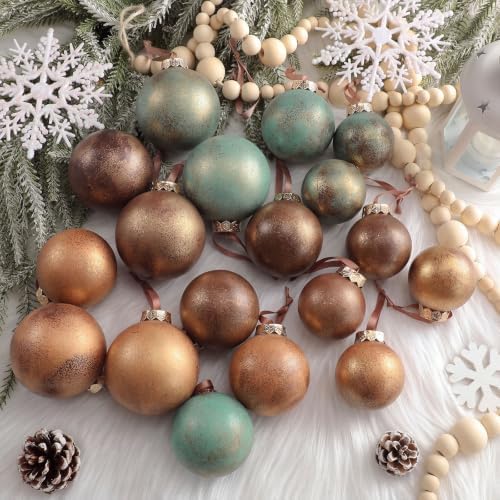 Yunlly 18 Pcs Neutral Christmas Ornaments Rustic Vintage Xmas Tree Decor