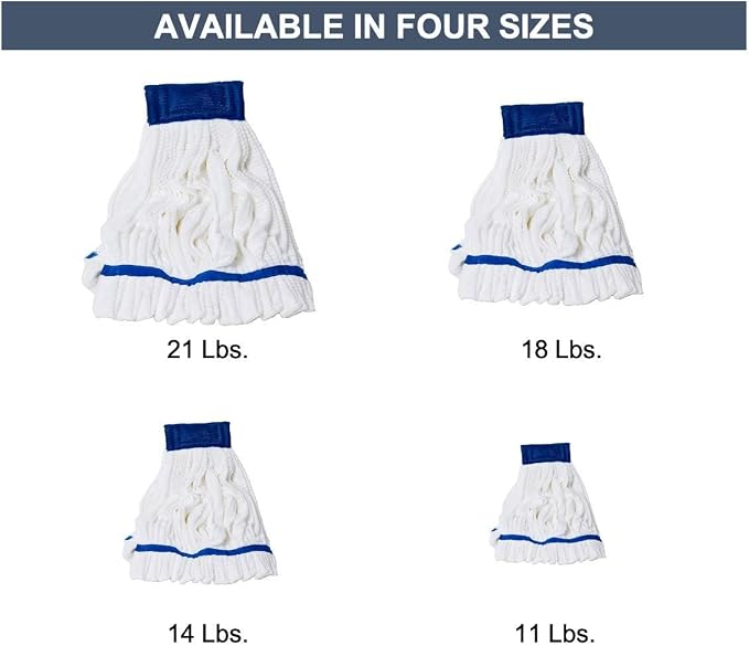 Arkwright Microfiber Tube Mop Head Replacement - Heavy Duty, Lint Free, Super Absorbent & Bleach-Safe, Janitorial Essential for Commercial & Industrial Floor Cleaning, 14 oz, White