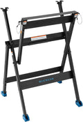 Rock-Steady Folding Steel Stand - Space-Saving Portable Work Stand w/Locking pins - 200 Pounds Capacity Woodworking Table Stand - Ideal Folding Work Stand for Router Tables and T-Track Tables