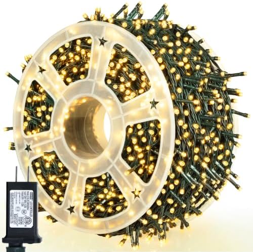 weillsnow 164Ft 500 LED Christmas Lights, Waterproof 8 Twinkle with Memory Functions Christmas Tree Lights for Indoor Outdoor Christmas Tree Garden Decoration (Warm White)
