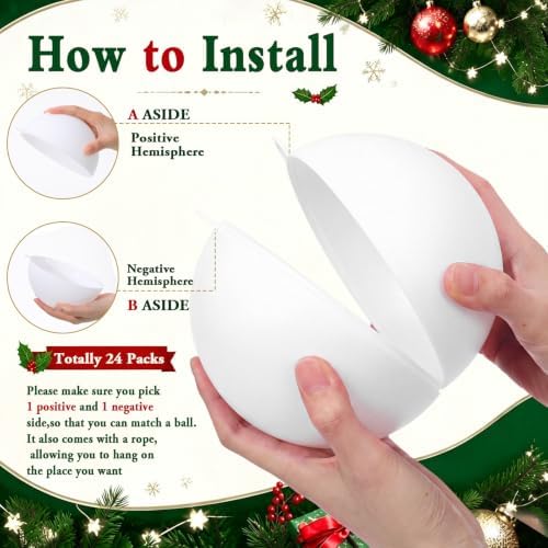 Weysat 12 Pack Large Christmas Plastic Ornaments Yard Tree,White,6 Inch