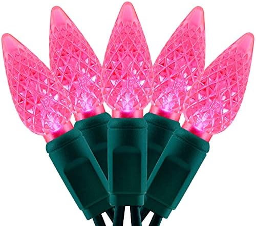 YULETIME 140 Pink C6 Christmas String Light, 2-Set 36 ft 70ct One-Piece LED