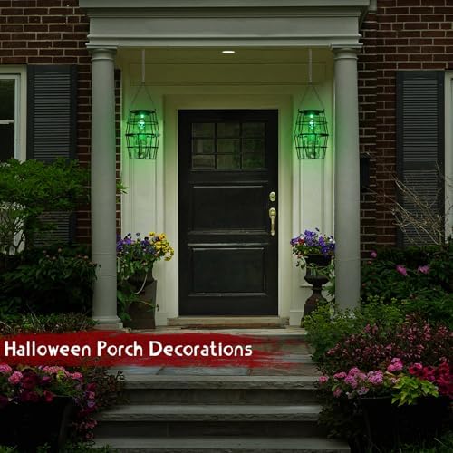 Scary Solar Halloween Decorations Hanging Ghost Skeleton Set of 2