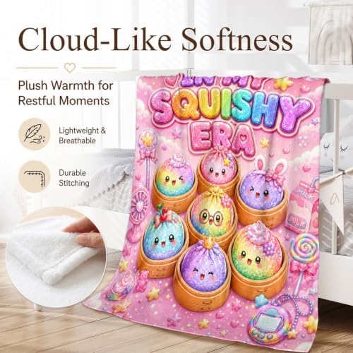 Girls Blankets Cute Dumpling Throws, 50" x 60" Kids Teens Blankets Gift