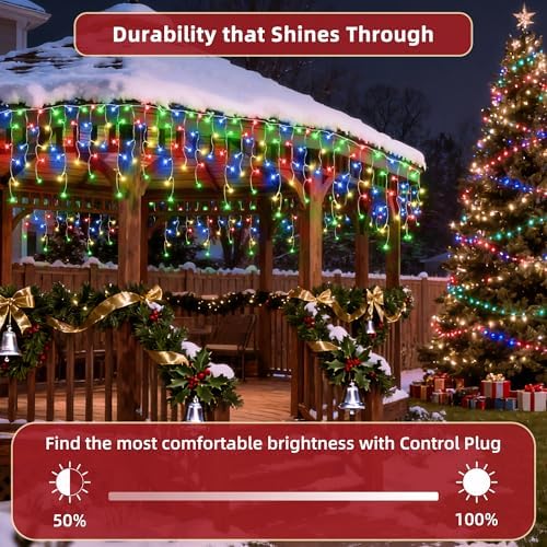 1620 LED Christmas Lights Outdoor 164 FT with 360Drops, Christmas Decorations Hanging Lights 12 Modes, Dimmable Outsite Fairy String Lights for Wedding Party Holiday Winter Wonderland Decor Multicolor