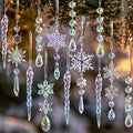 Crystal Christmas Tree Ornaments, 18pcs Iridescent Acrylic Snowflake Icicle